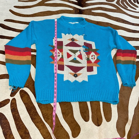 SOLD Grungy vintage southwestern knit pullover sweater OSFM - Picture 10 of 12